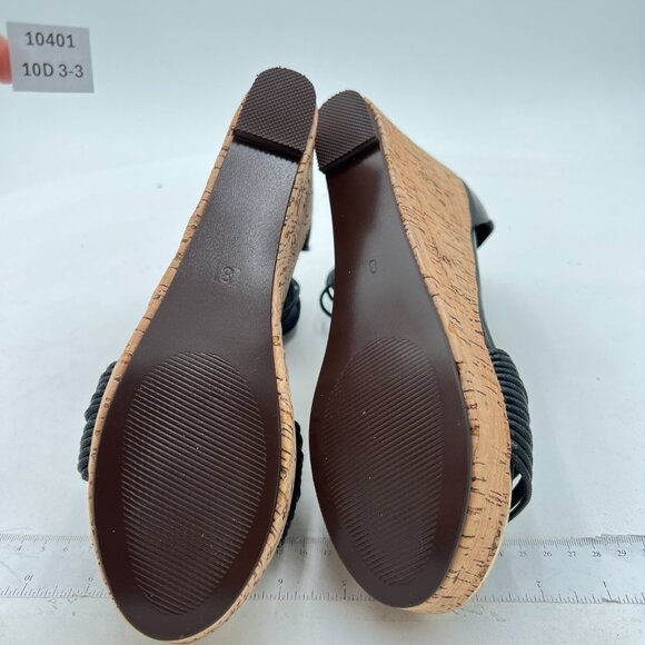 FSJ Black Wedge Sandals - Picture 7 of 8